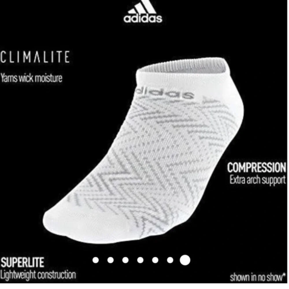Adidas NWT No Show Superlite Socks 6-Pair Accessories Gym Workout Fall Winter